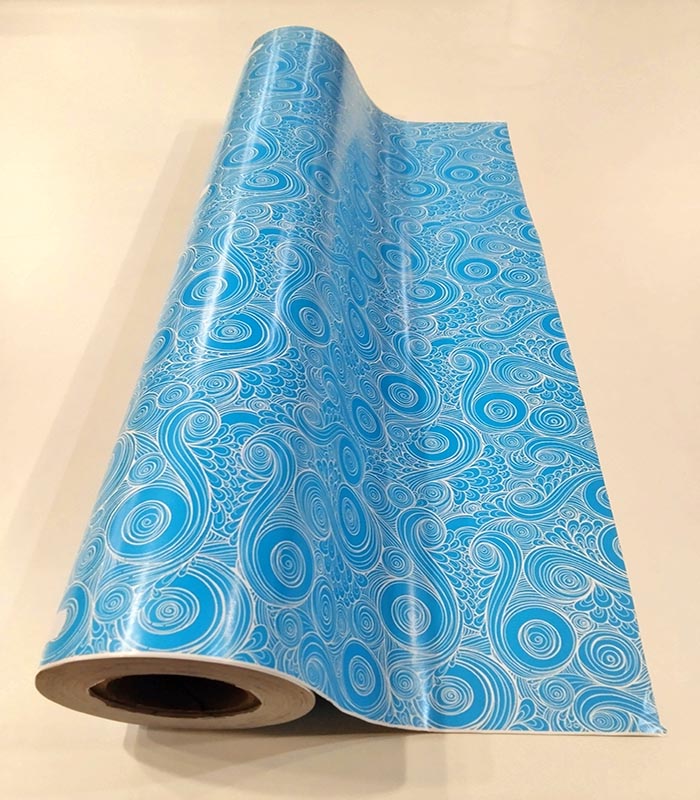 Papel de envoltura espiral azul 62 cm