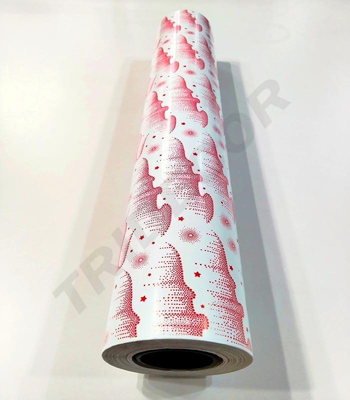 Papel de regalo blanco con impresión roja 62 cm