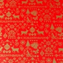 Papel de regalo rojo con motivos navideños dorados 62 cm