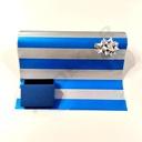 Papel de regalo con rayas anchas color plata y azul 31cm