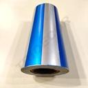 Papel de regalo con rayas anchas color plata y azul 31cm