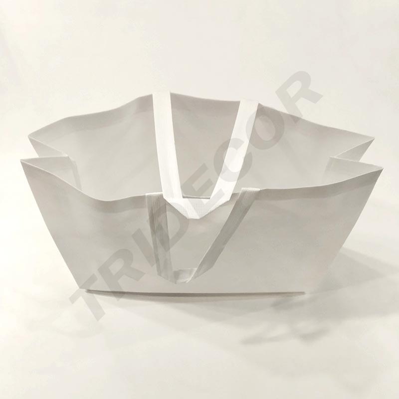 Bolsa de Tela 100G con Asa Larga, Color Blanco, 50X40+12cm, 25 unidades/Paquete, 16 unidades/Caja