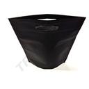 Bolsa No Tejida Negra 70G Vertical con Asa Troquelada y Fuelle Base 25X35+10cm 25 unidades/Paquete