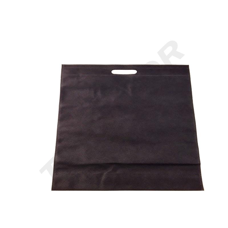 Bolsa No Tejida Negra 70G Vertical con Asa Troquelada y Base con Fuelles 40X50+10CM 25uds/paquete