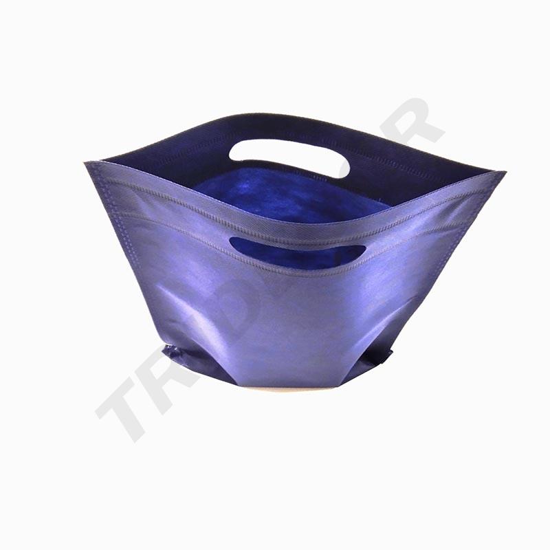 Bolsa tote azul con asas troqueladas, 100g, 25X35 cm, 25 piezas por paquete, 40 paquetes por caja