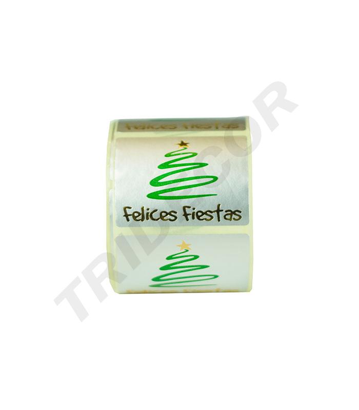 Pegatina Felices Fiestas Arbol 250unidades/R