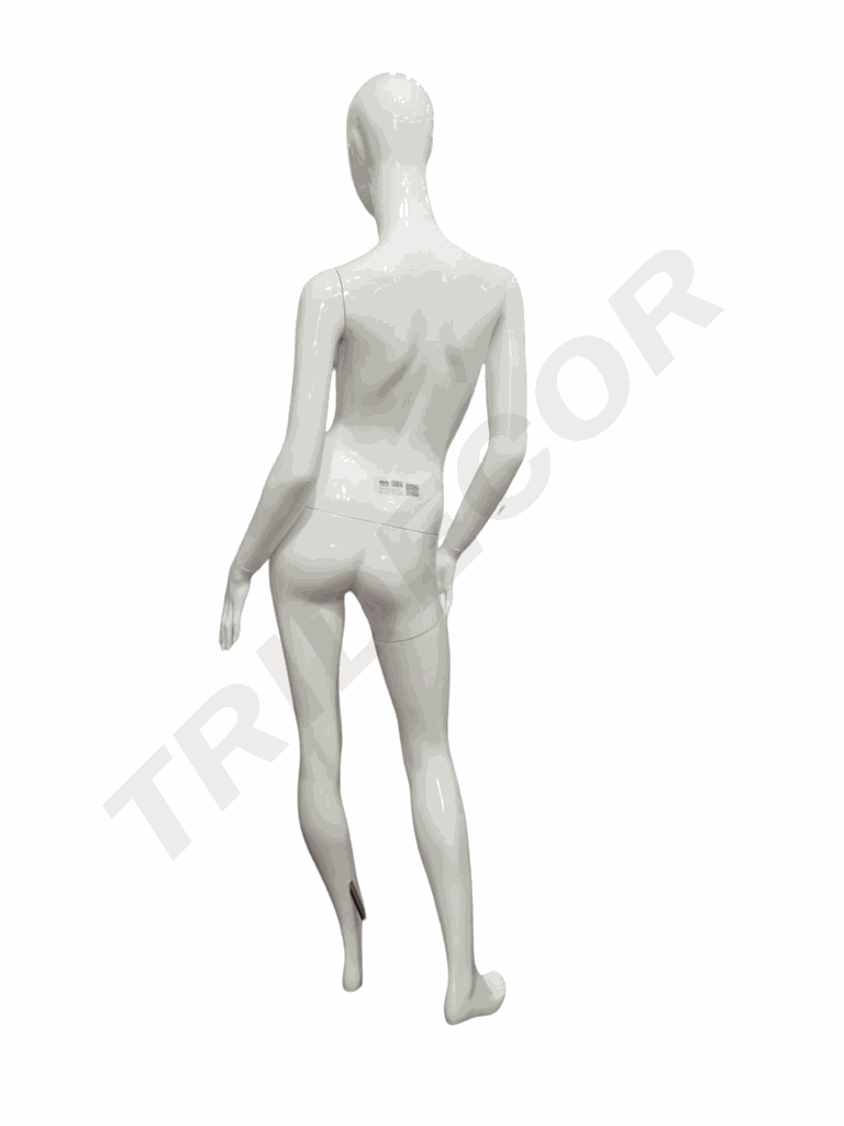 Maniquí De Mujer Blanco Brillo Cadera Lateada