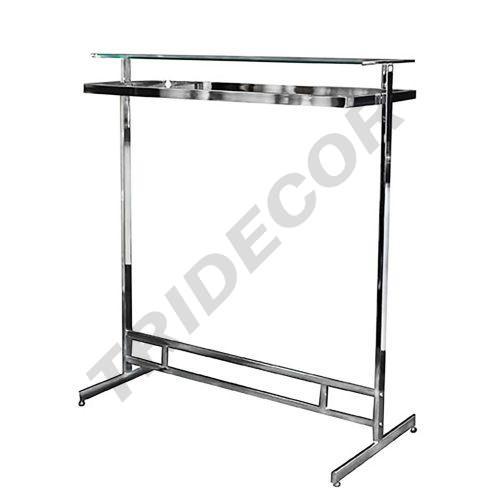 Perchero Doble Cromado Con Cristal Superior 120x50x120 cm Tridecor
