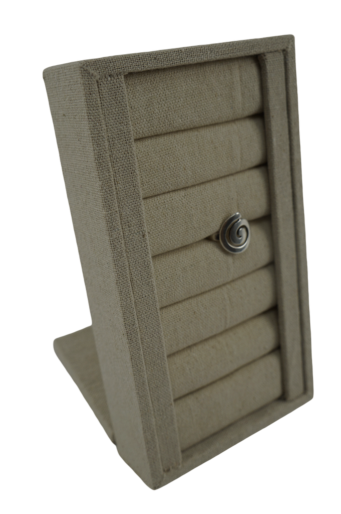 Expositor de Anillos Forma L, Tela de Lino Beige
