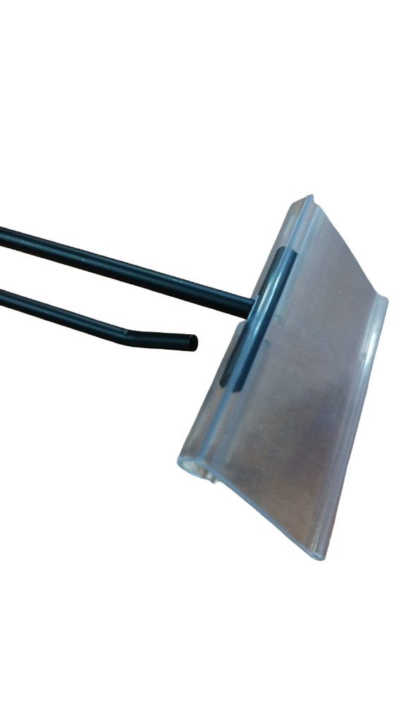 Ganchos Doble Negro Con Portaprecio Para Tubo Rectangulo 6Mm 20Cm