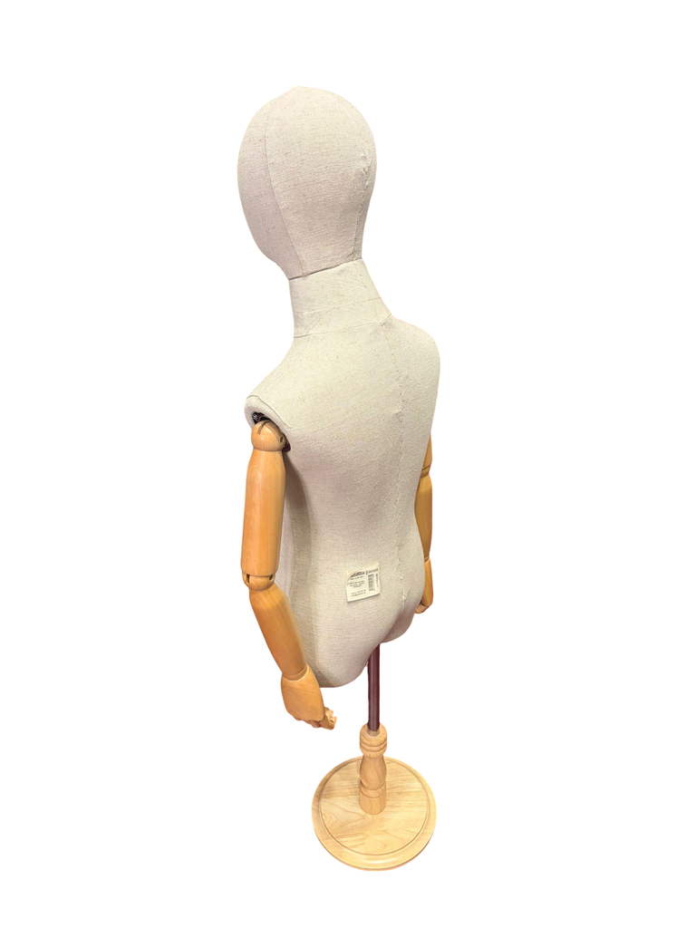 Maniquí Niño Tela Blanco Con Cabeza Brazo Madera Clara