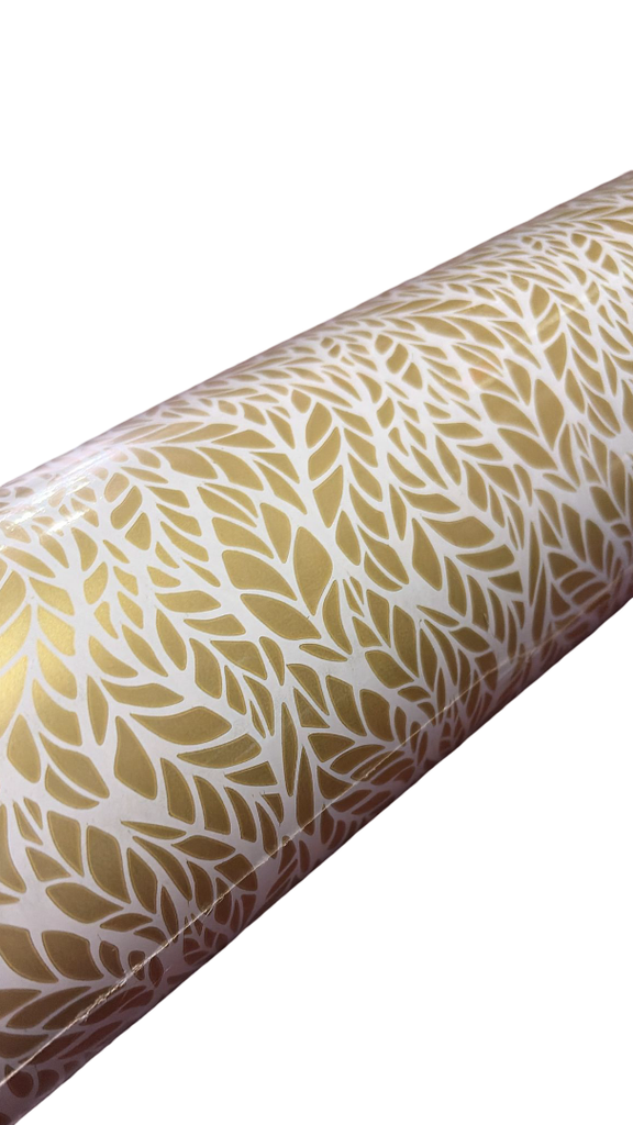 Papel De Regalo Motivo Hojas Doradas 62cm