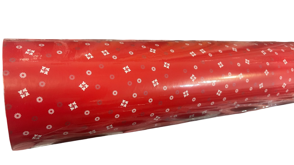 Papel de Regalo Rojo Con Detalles Blancos 62 cm