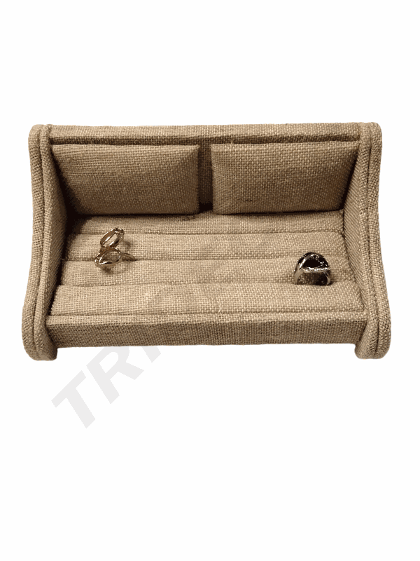 Expositor Doble para Anillos C/Forma de Sofa-Lino Amarillo