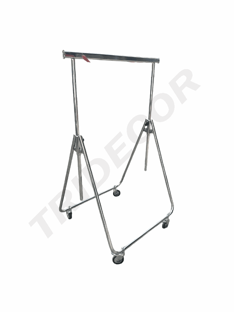 Cabide dobrável ajustável cromado com rodas 150X50X200cm