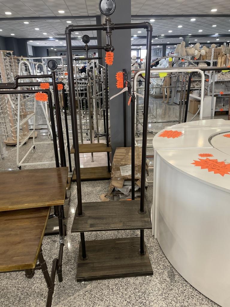 Vintage Coat Rack with 2 Shelves and