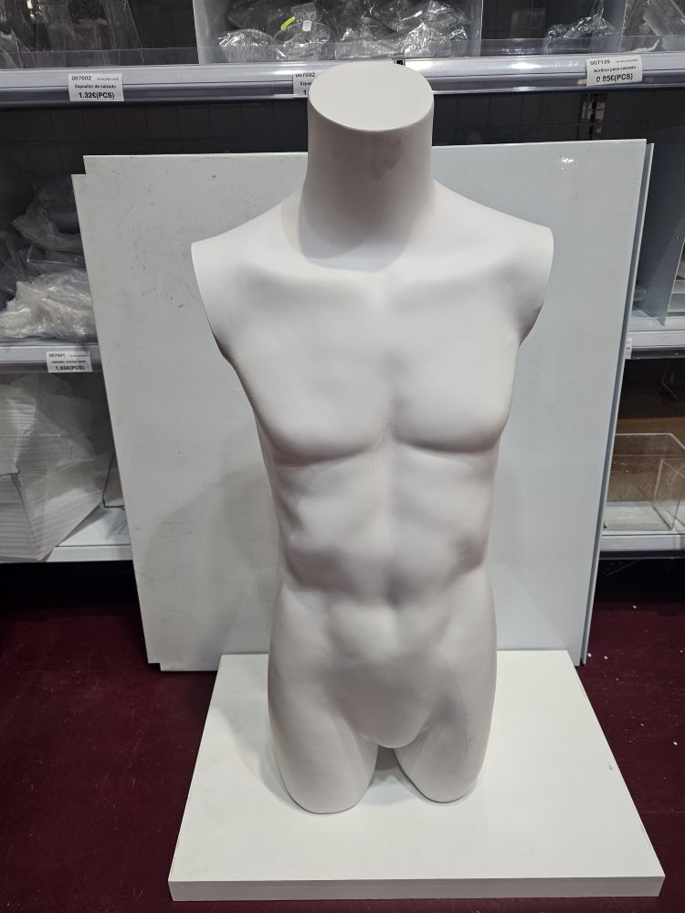 Bust of a Man Half Body Headless Matte White