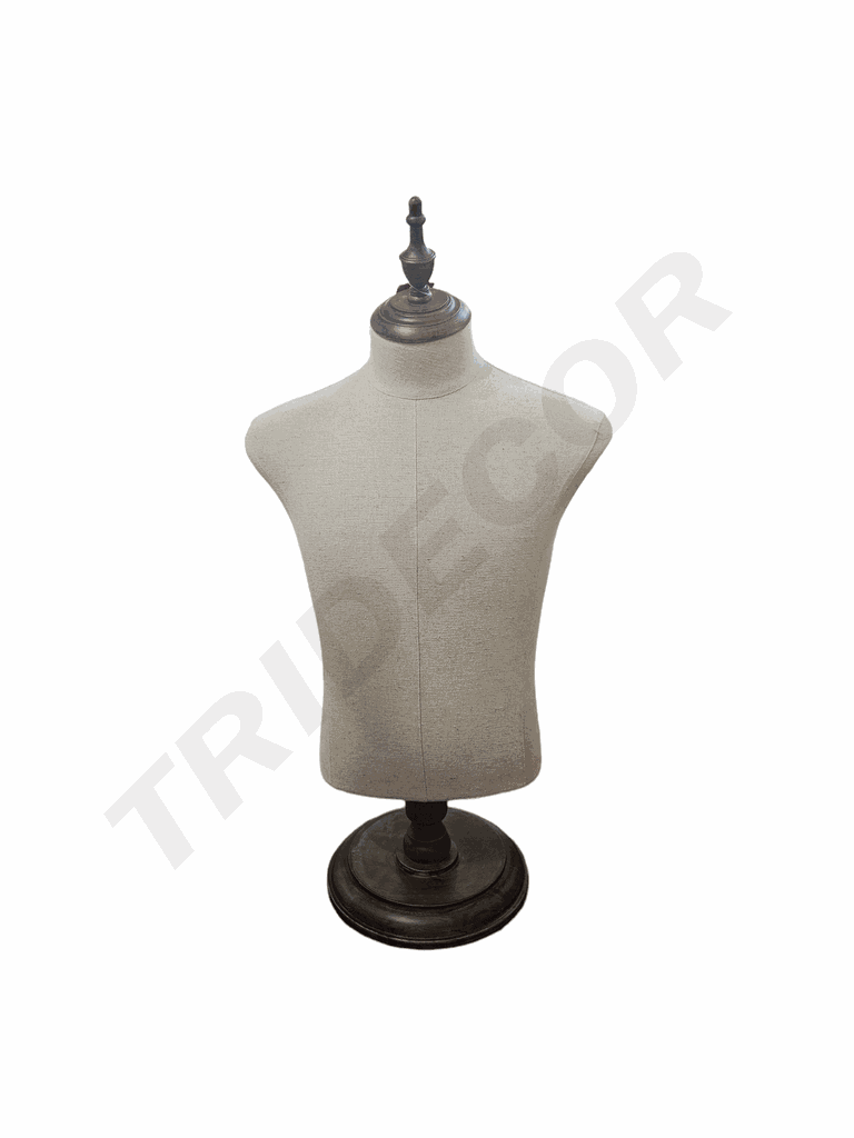 Busto De Hombre En Lino Con Base De Madera