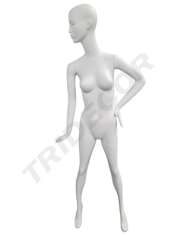 Maniquí De Mujer Blanco Mate Con Brazo Izq A La Cadera