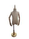 Child Bust in Fabric with Articulated Arm Cup and Round Light Wood Base