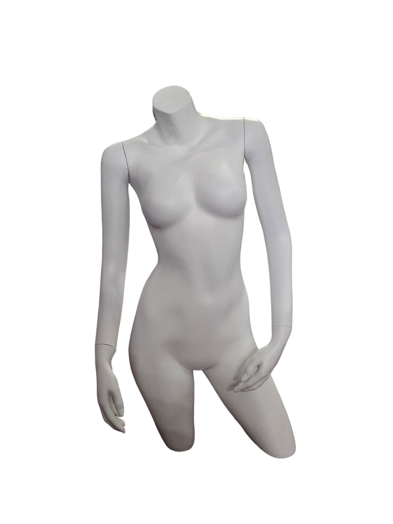 Busto De Mujer De Fibra Blanco Mate Con Brazos