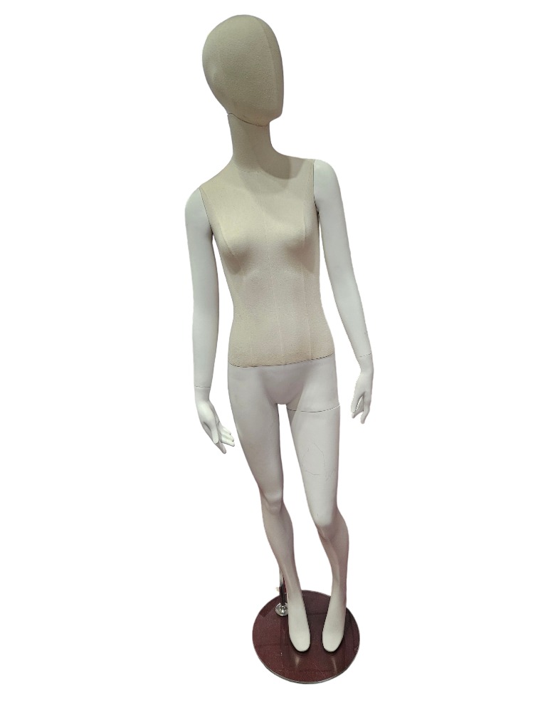 mannequin femme en lin blanc mat et fibre de verre