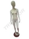 woman mannequin in matte white linen and fiberglass