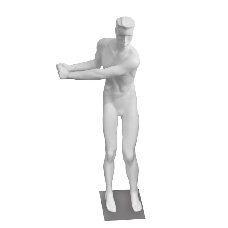 Sports Mannequin of Man in Matte White Playing Golf