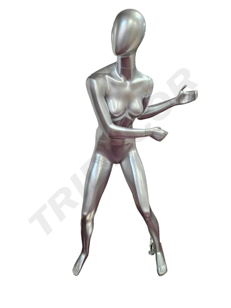 Female Sportsman Mannequin Silver Color