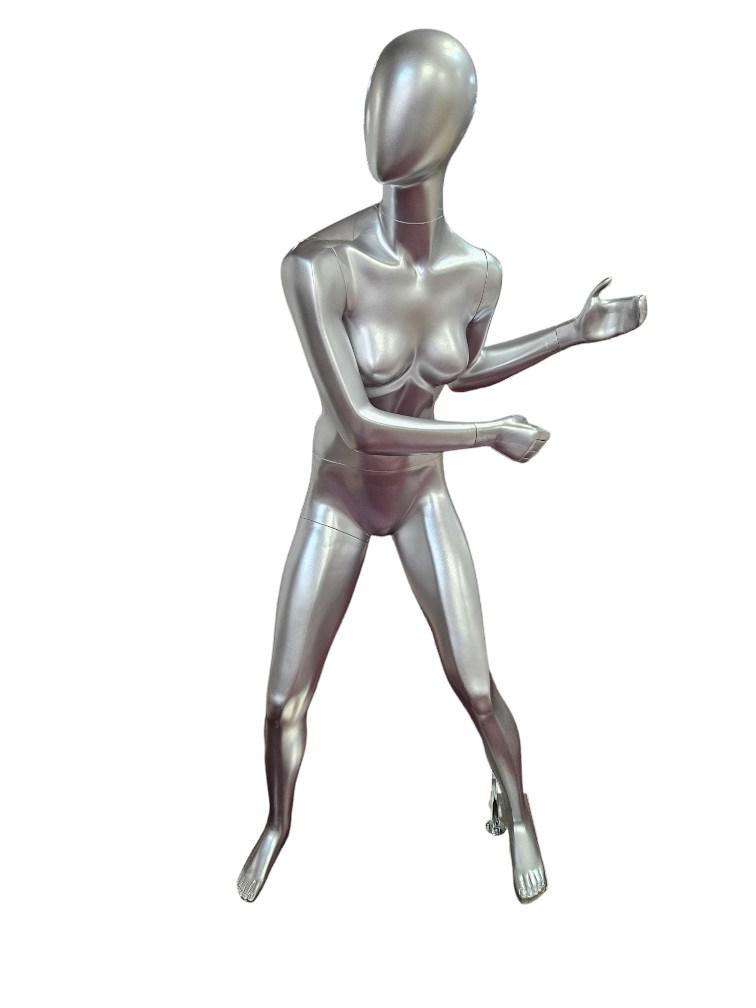 Female Sportsman Mannequin Silver Color