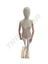 Woman Mannequin In Fabric With Articulated Arms And Light Wood Base