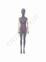 灰色女站模配原木色底盘和手臂 Maniqui Mujer Lino Gris Pie Recto Brazo Claro Base Clara