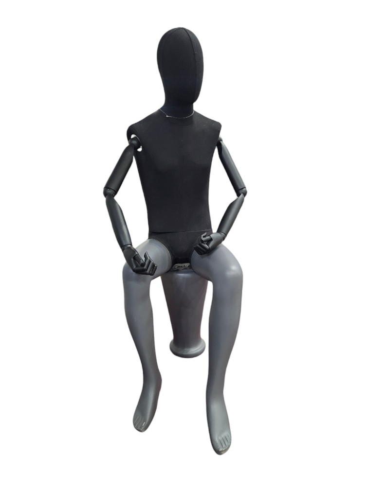 Black Linen Seated Man Mannequin