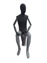 Black Linen Seated Man Mannequin