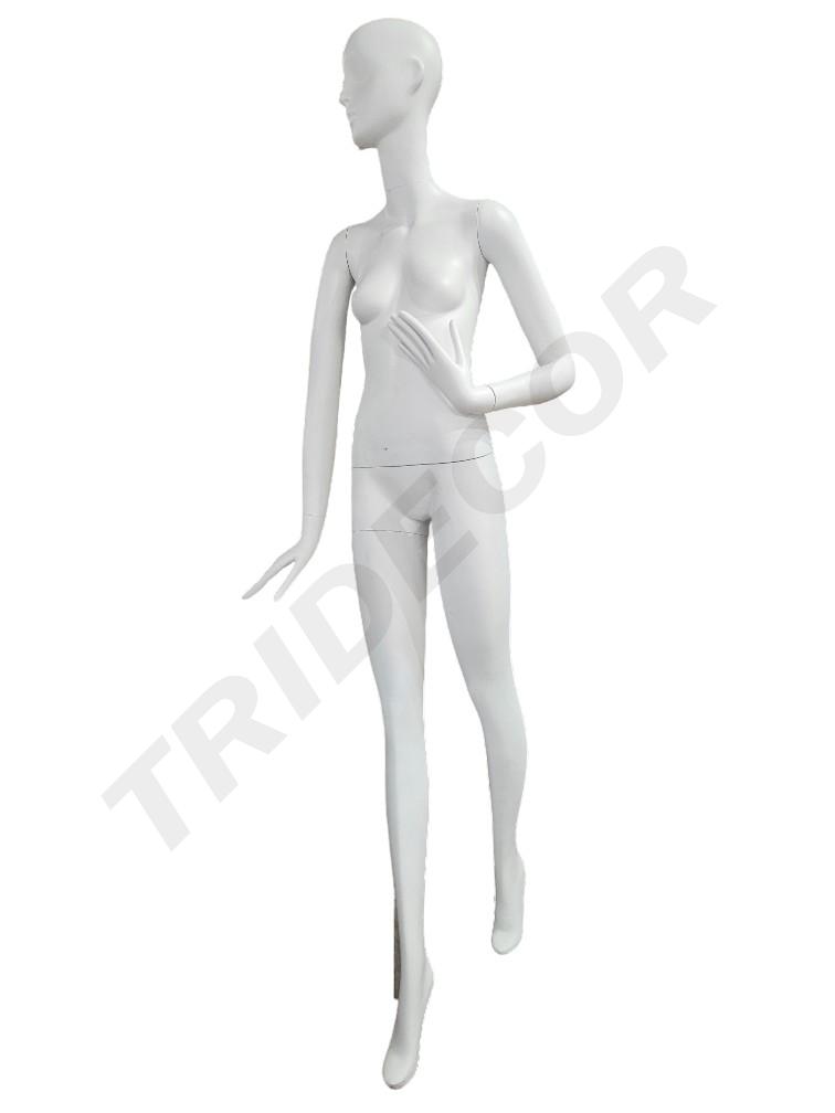 Maniquí Mujer Blanco Mate Base Acero Inox