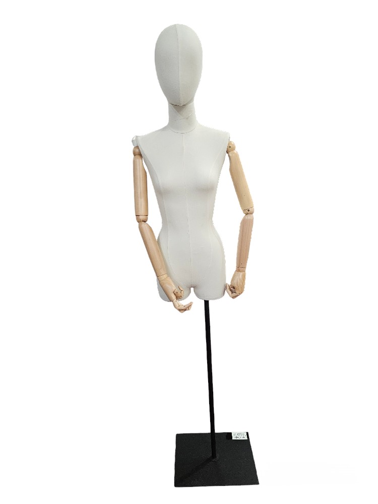 包布女模特配手臂配黑色底座 Busto Mujer Lino Base Negro Brazo Claro