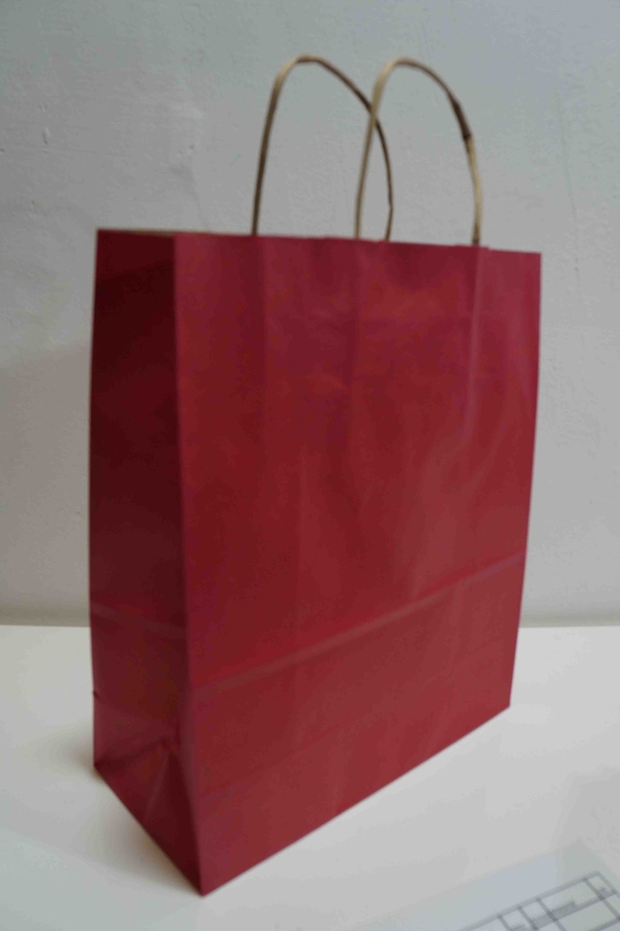 Bolsas De Papel Kraft Con Asas Rizadas 22X10X29 Cm Burdeos 25/Paquete 300 Unidades/Caja