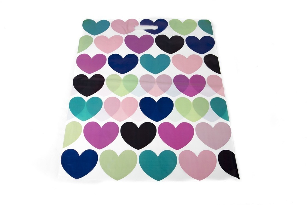 Plastic bag with heart print 50x60