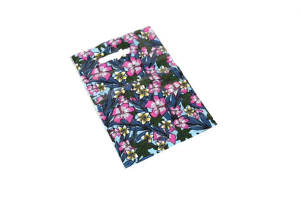 Plastic Bag with Die-Cut Handle 25X35cm Flower 100 units /Pk