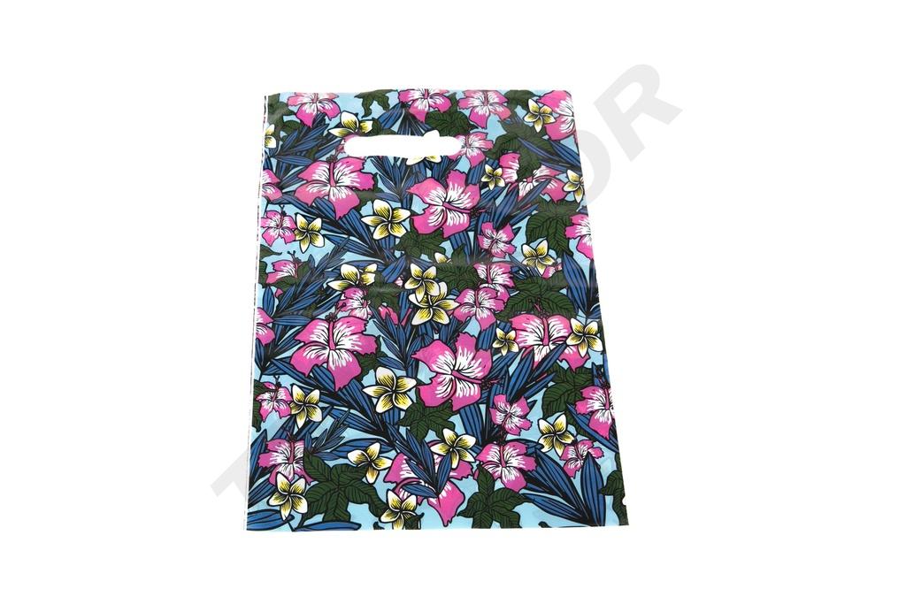 Pungă de plastic cu mâner tăiat 25X35cm Floare 100 buc