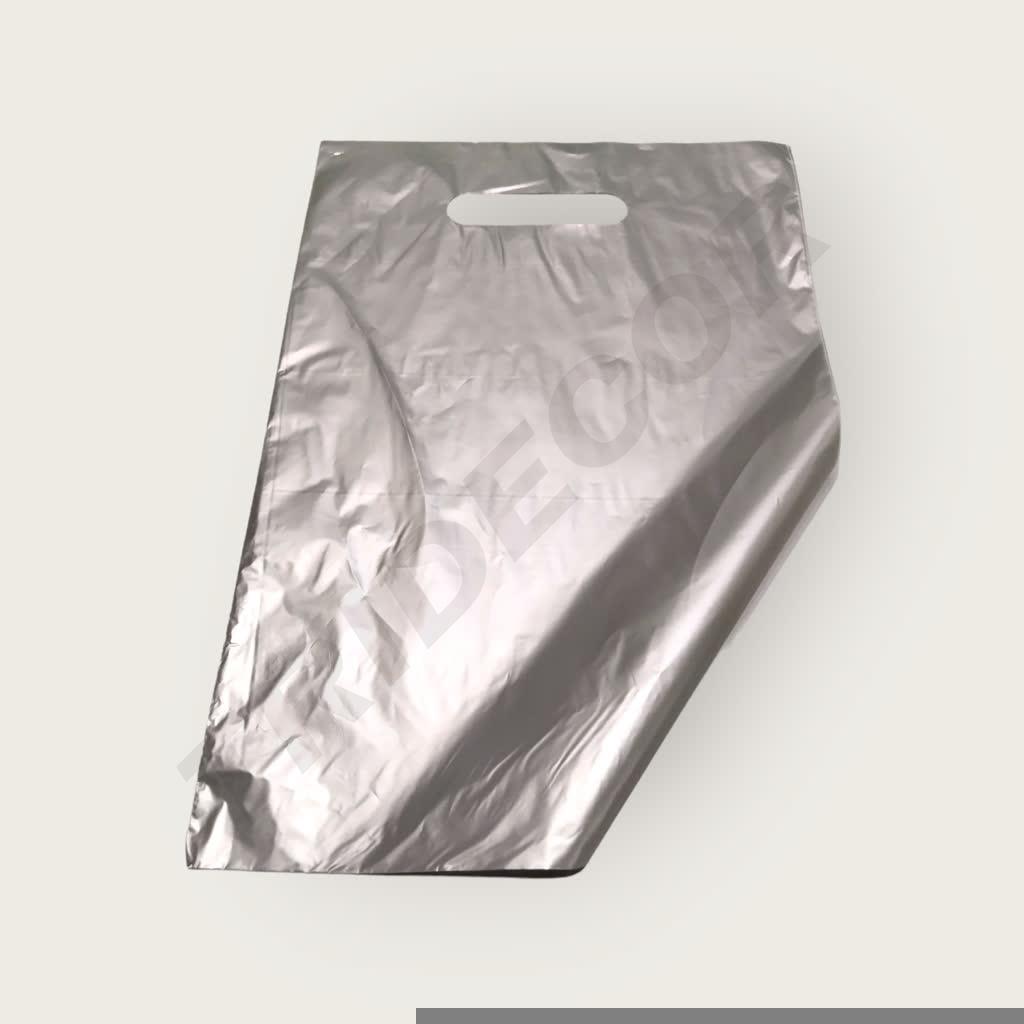 Bolsas Asa Troquelada 25x35 Cm Color Plata (010123)