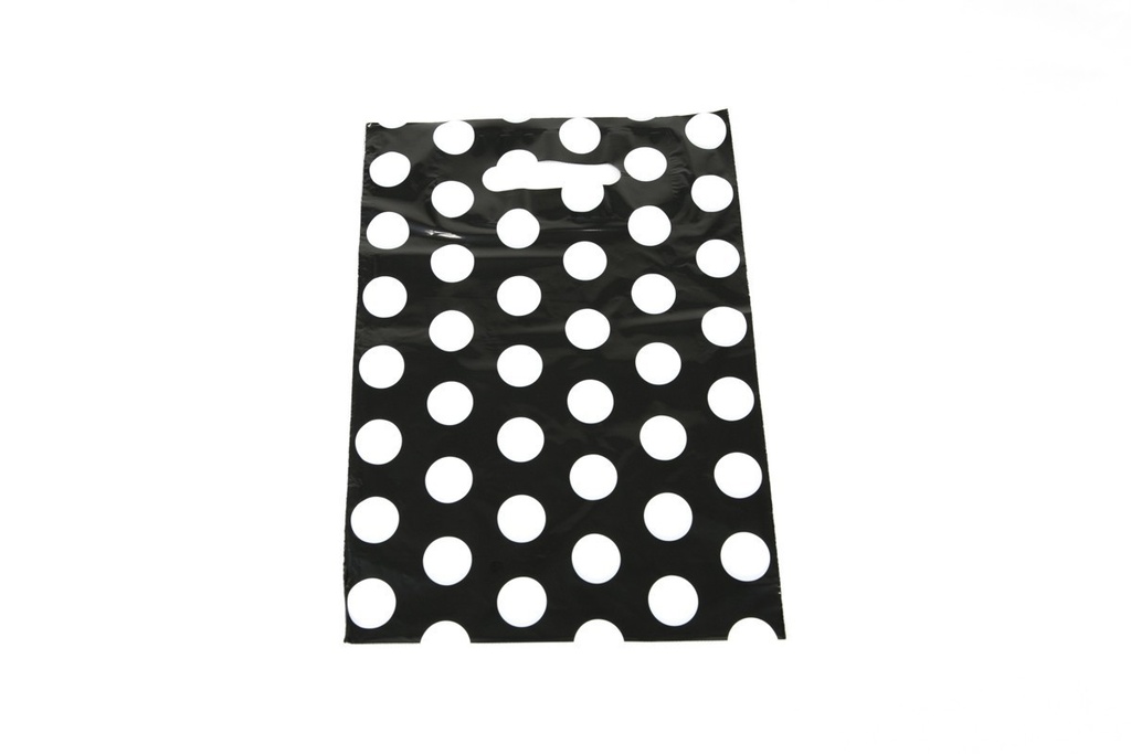 Plastic Bag with Die-Cut Handle 25X35cm White Dot 100 units/pk