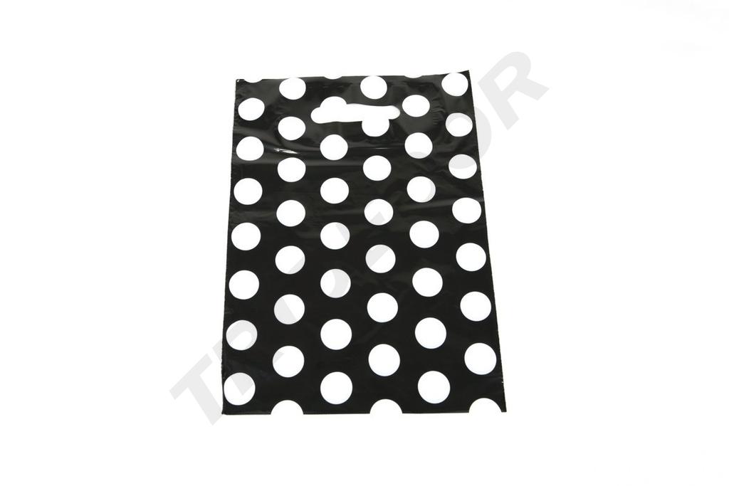 Plastic Bag with Die-Cut Handle 25X35cm White Dot 100 units/pk