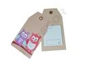 Brown Die-Cut Labels with Owls 4.5X8cm 200/Pack
