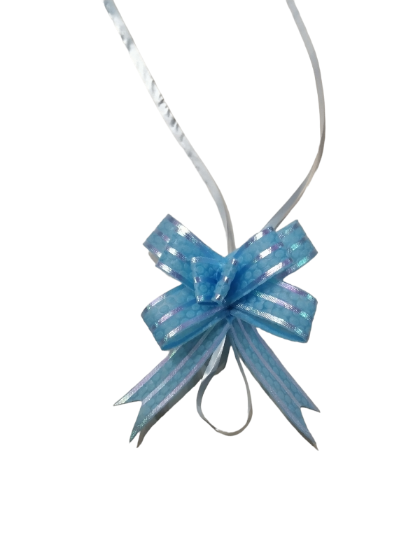 Thin Light Blue Bow with Stripes