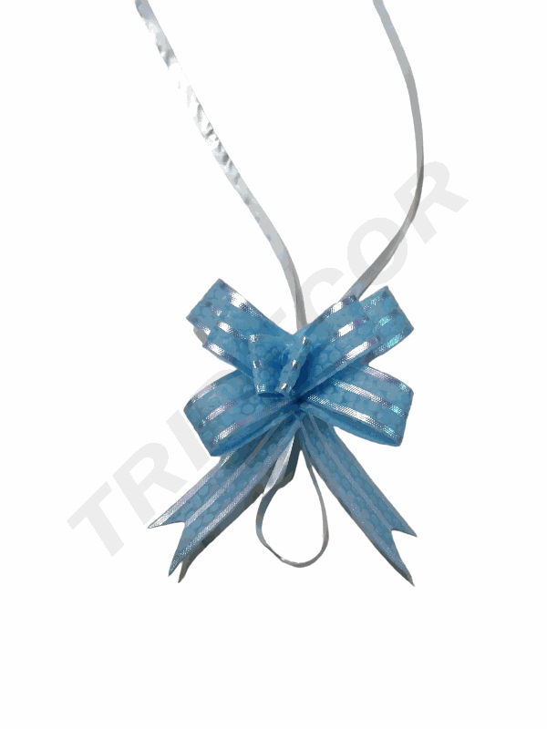 Thin Light Blue Bow with Stripes