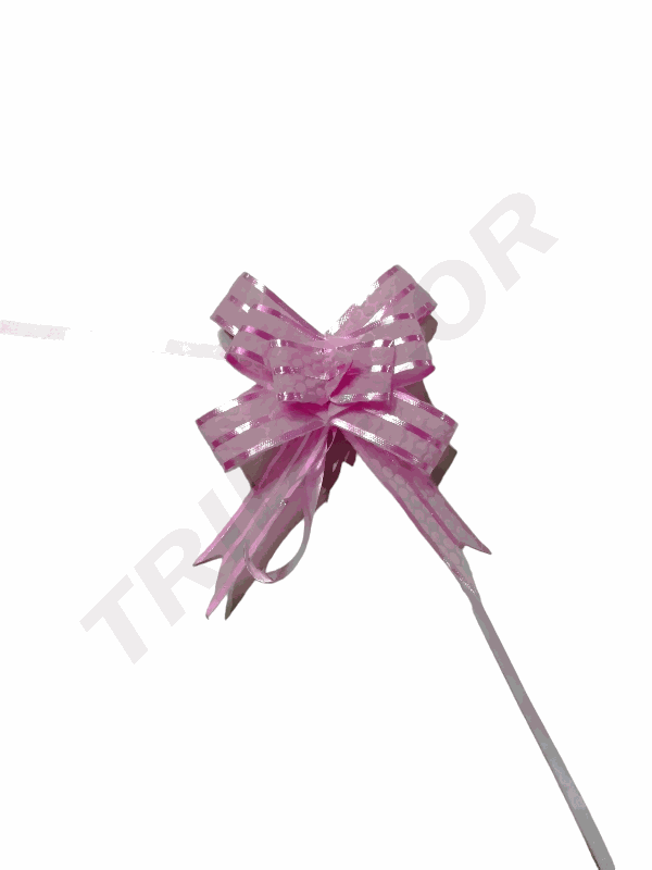 Lazo Rosa Medio Fino Con Rallas