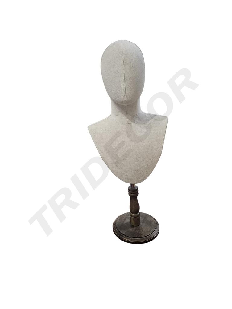 Busto De Pecho Corto Hombre Con Base De Madera