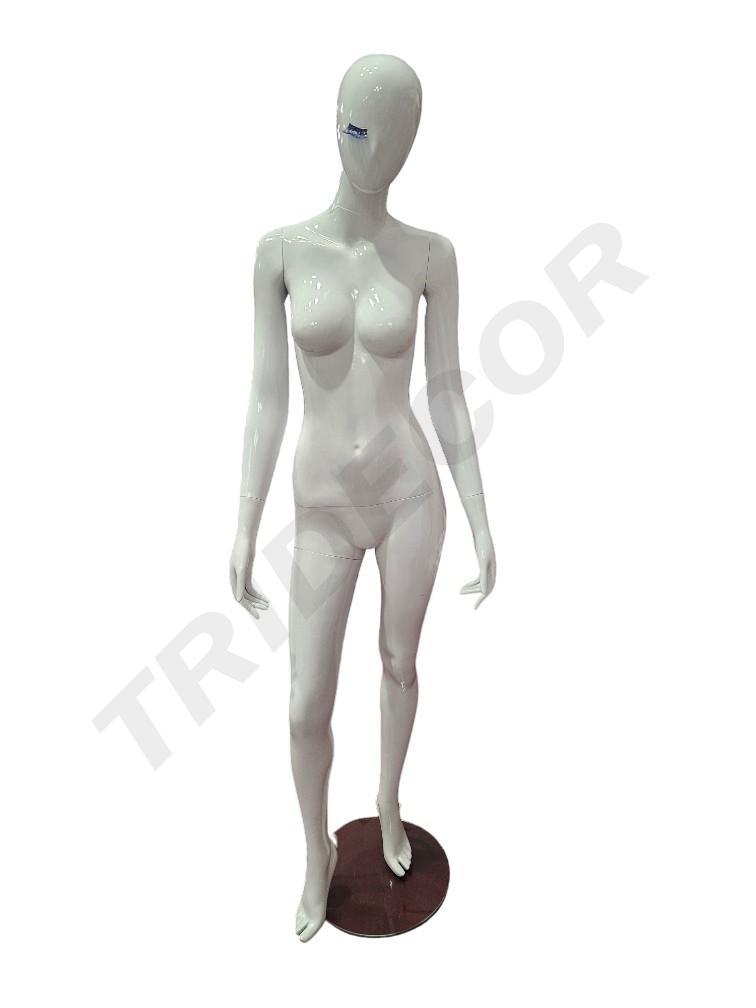 Maniquí Abstracto Blanco Brillo Con Pestaña Azul