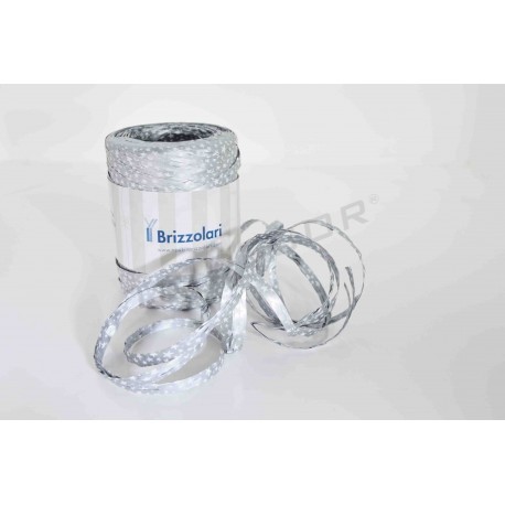 Cinta De Rafia Plata Metálico Con Estrellas 200 Metros